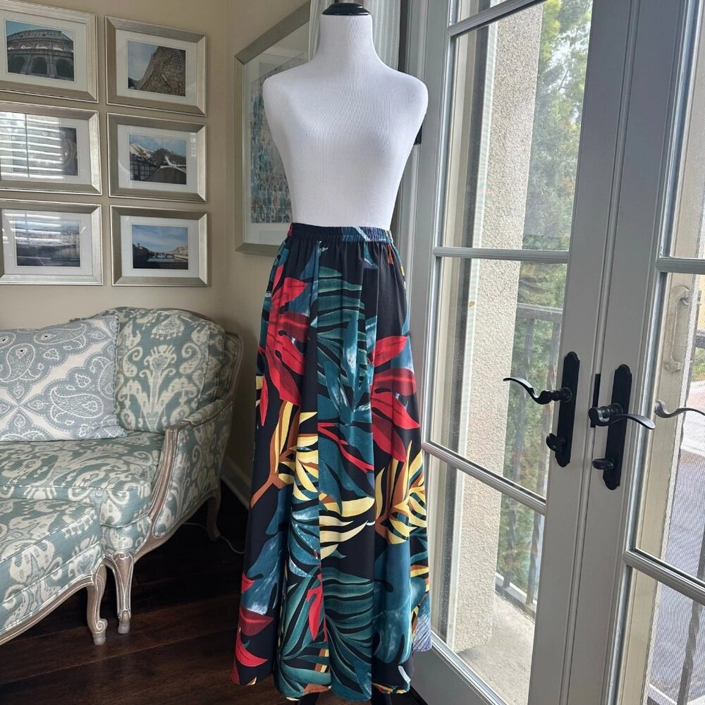 Rachel Zoe A-Line Maxi Tropical Floral Print Skirt Size S
